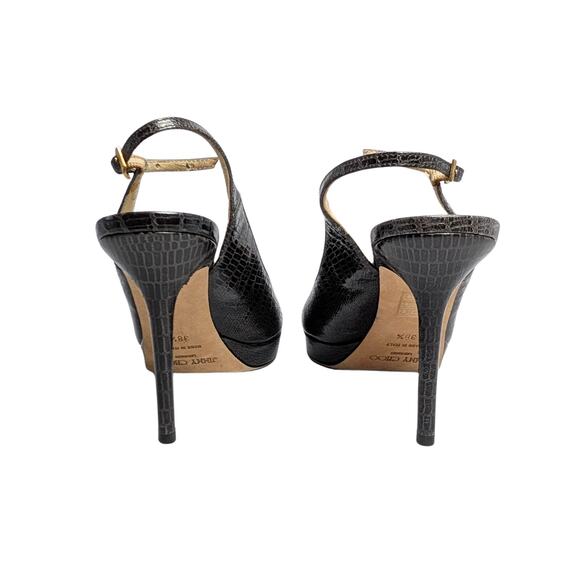 Jimmy Choo Snake-Print Leather Slingback Heels - Picture 4 of 7